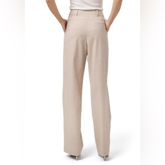 WAYF Plaid Wide Leg Trousers Medium Taupe High Rise Pleated Front Work Pants - Picture 8 of 11